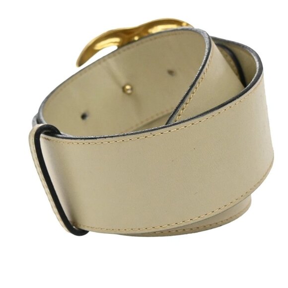 GUCCI GG Logo Interlocking Belt 65 Leather Beige GHW Made in Italy - Picture 3 of 14